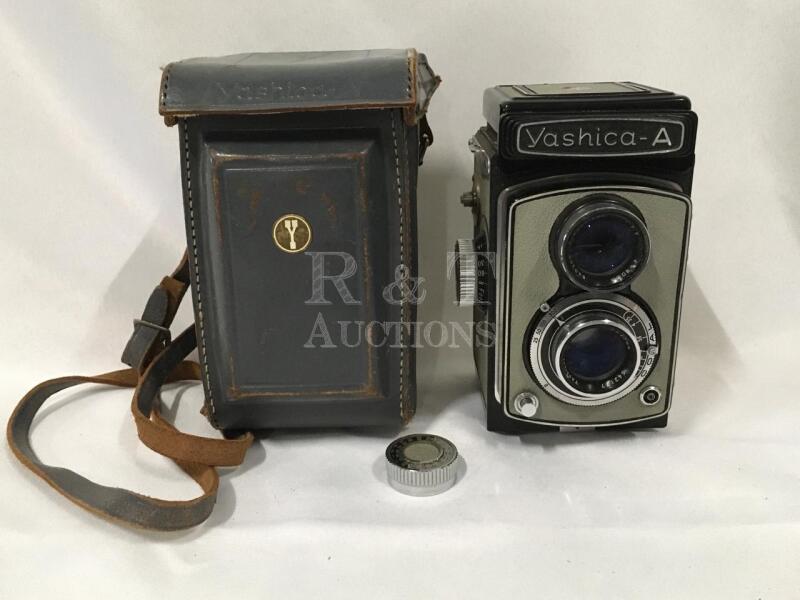 Vintage Yashica-A Camera With Leather Case