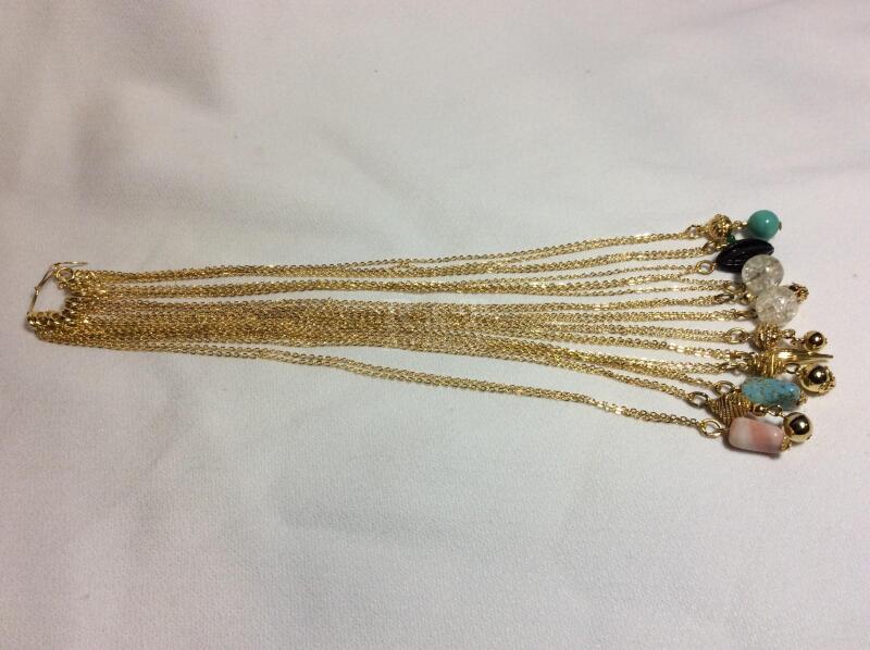 12 Vintage Gold Tone Costume Jewelry Necklaces
