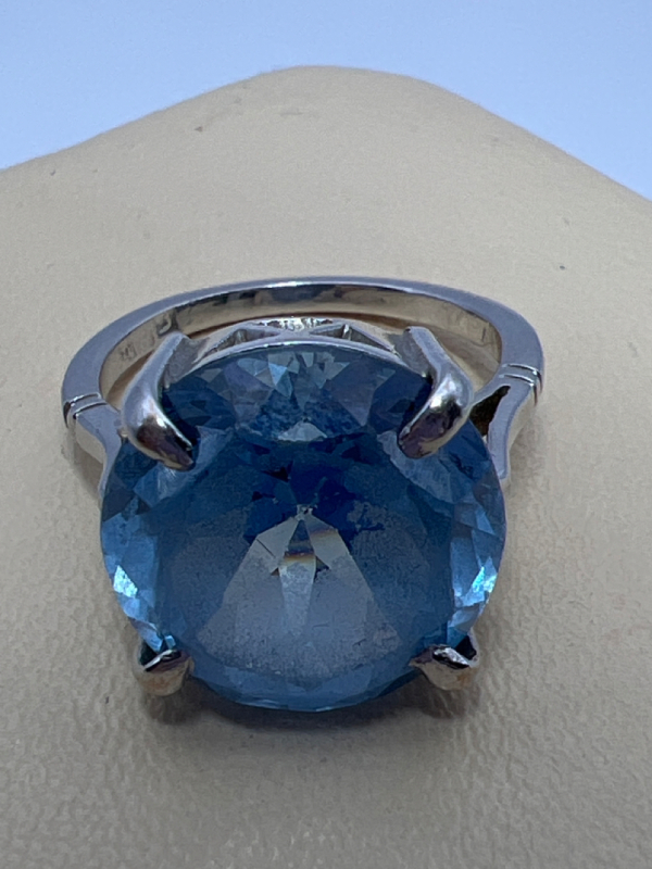 Blue Topaz 13mm Stone Ring stamped