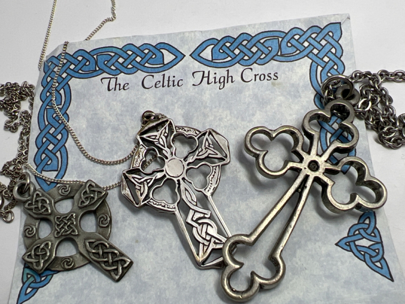 Vintage 3 Celtic Crosses with Chains