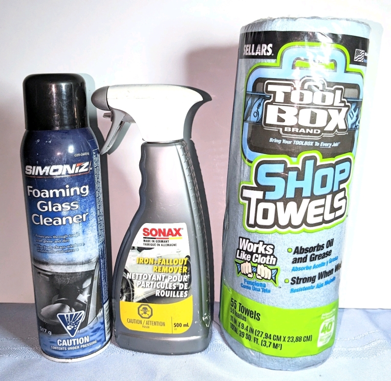 New Shop Towels (55 towels) , Iron + Fallout Remover (500ml) + Foaming Glass Cleaner (517g*