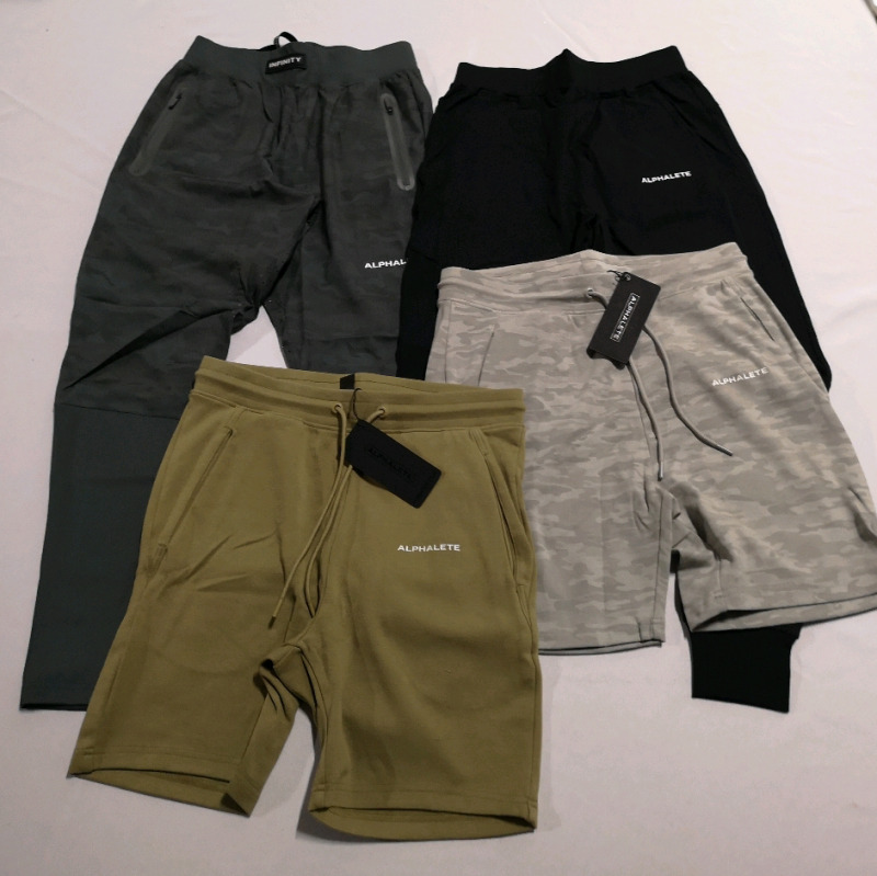 4 New ALPHALETE Small Men's Shorts, Tech Pants & Jogger