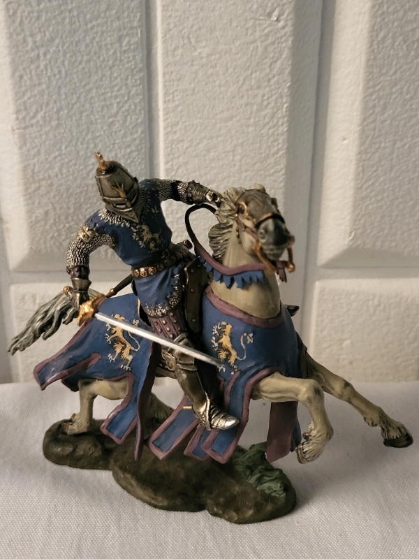 Russian Knight on Horse Hand Painted Lead Miniature - 4" Tall