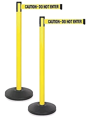 New Uline Yellow Posts With Caution Belt - H-5097