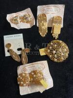 D&rsquo;ORLAN Vintage Voluptuous Pearl Brooch Matching Earrings plus