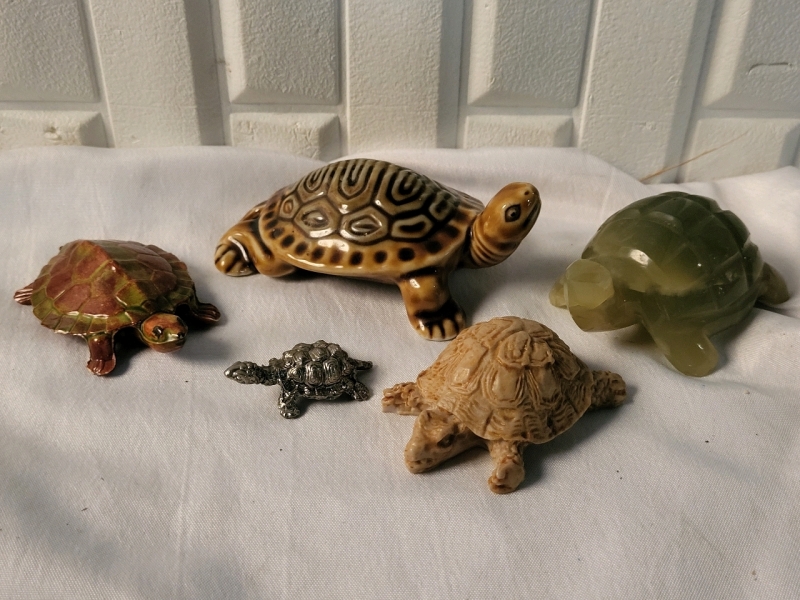 5 Turtle Figurines- 2"-5" Long