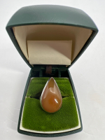 Stunning 925 Sterling Peach Teardrop Statement Ring