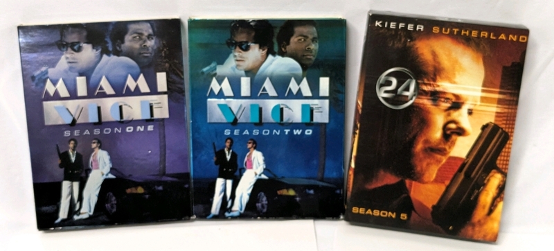 DVD TV Series Box Sets: Miami Vice (Seasons 1 & 2) and 24 (Season 5)