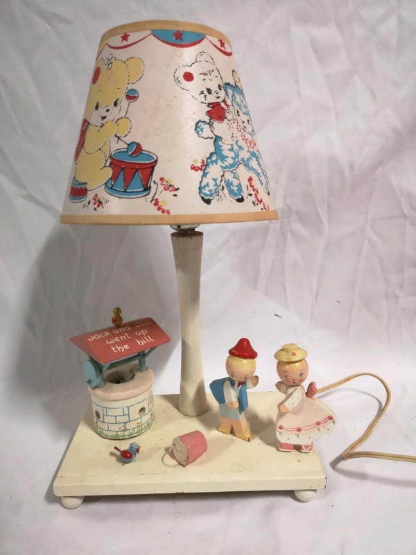 Vintage Kids Jack & Jill Table Lamp - Working