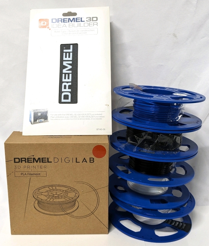 Dremel Digilab 3D Printer Build Tape. 1 new Spool of Filament, 5 Partial Spools