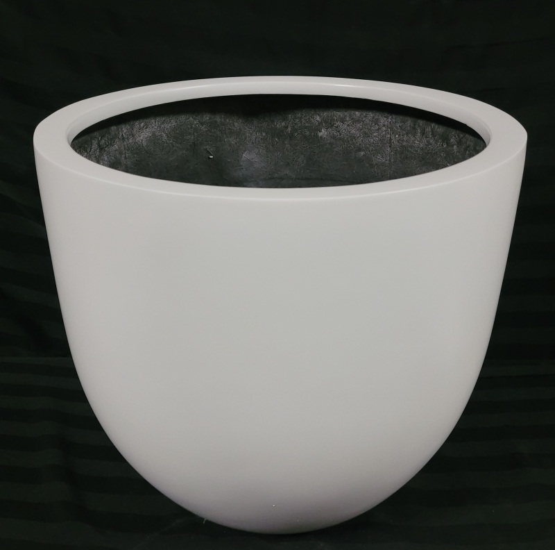 18" Diameter White Lightweight Medium Fiberglass Bowl Planter - New