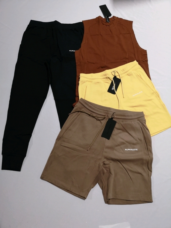 4 New ALPHALETE Men's Medium Tank Top, Jogger & Shorts