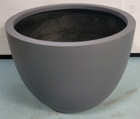 30" Diameter Lightweight Large Fiberglass Bowl Planter , Grey - New