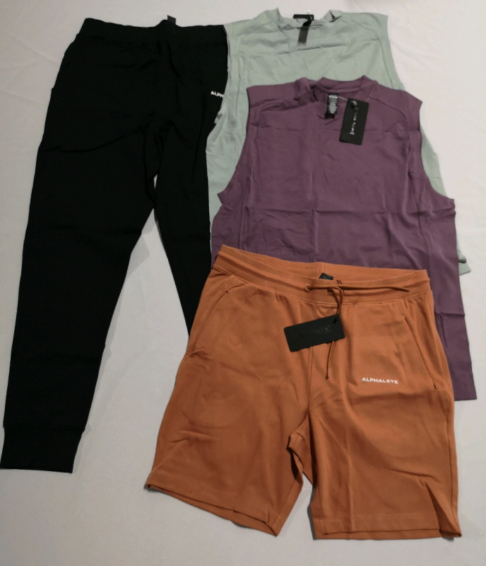 4 New ALPHALETE Men's xLarge Tank Tops, Jogger & Shorts