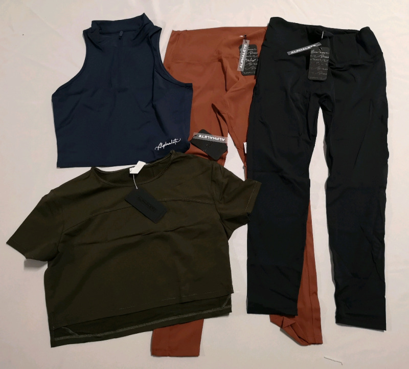 4 New ALPHALETE Women's sz XXXL Zip Tank, Crop Top + Leggings