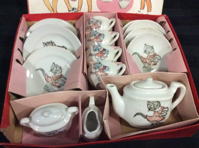 Vintage Child&rsquo;s Ceramic Tea Set Kitten Made in Japan