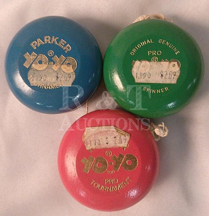 3 Vintage Wooden Yo Yo - Pro Tournament