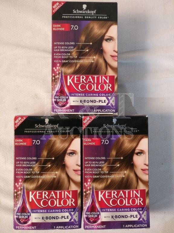 3 New Schwarzkopf Keratin Dark Blonde 7.0 Hair Dye