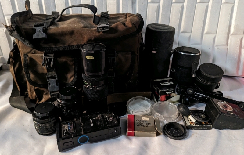 Camera Accessories Lot with Bag.