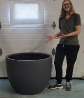 New 35" Diameter Lightweight Extra Large Fiberglass Bowl Planter , Grey