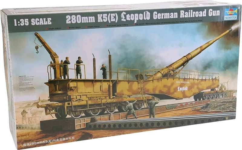 Trumpeter Leopold German Railroad Gun K5(E) Model Kit , 1:35 Scale - New Old Stock