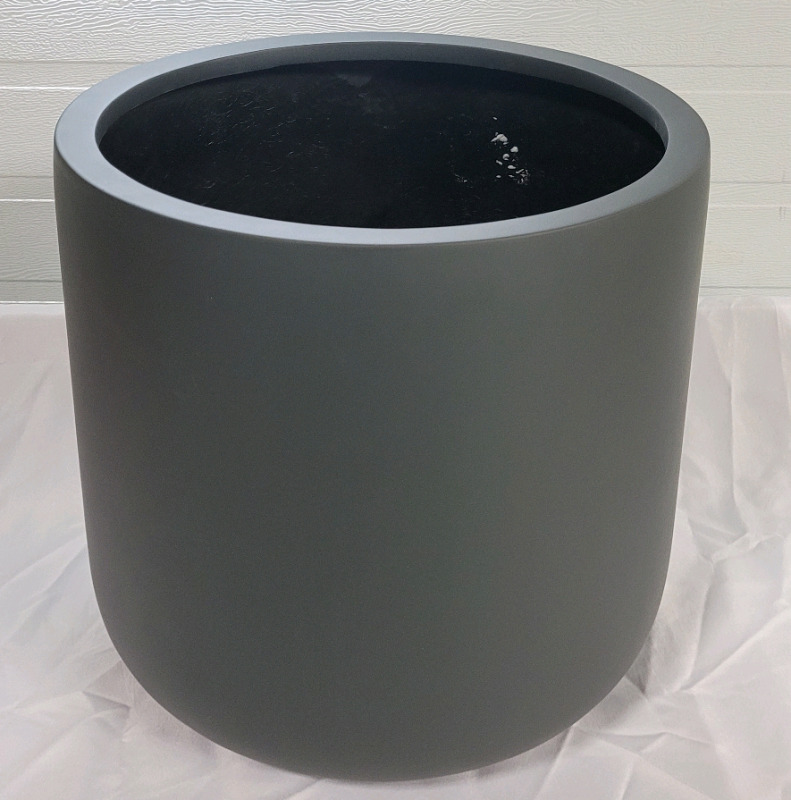 New 16" Diameter Lightweight Medium Fiberglass Bowl Planter , Grey