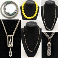 Vintage to Newer Silver Tone Necklaces (with a HIT of Yellow)