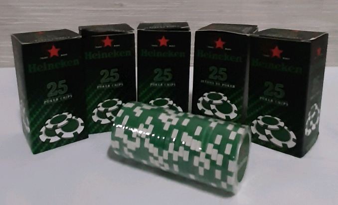 5 New Boxes of Heineken Poker Chips