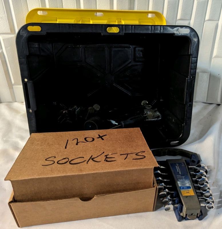 Sockets, Wrenches, and Tool Lot.