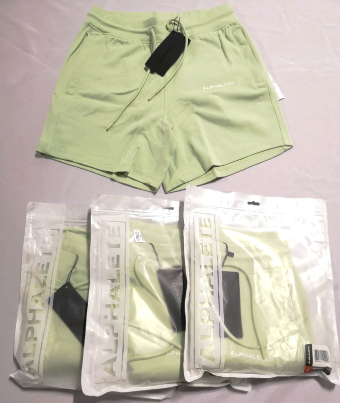 4 New ALPHALETE Women's Large Essential Core Shorts: (Frozen Spring)
