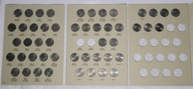 1996 - 2018 USA Jefferson Nickels , Complete Set . 49 Coins