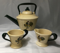 MCM Metlox Poppytrail Rooster Teapot Cream Sugar