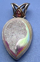 Sajen Sterling Opalescent Window Druzy Mystic Topaz Pendant