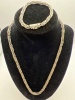 Unique 925 Sterling Woven Thick Rope Chain and Bracelet Set