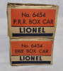 Vintage Lionel Trains O / 027 Gauge Erie & P.R.R. Box Cars No. 6454 w/Original Boxes - 4