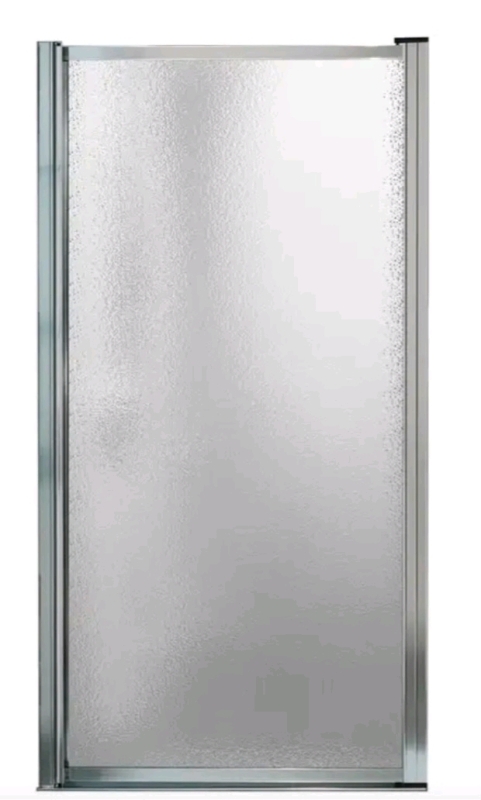 NEW Manhattan Pivolok Shower Door - Raindrop Glass w/Chrome Trim