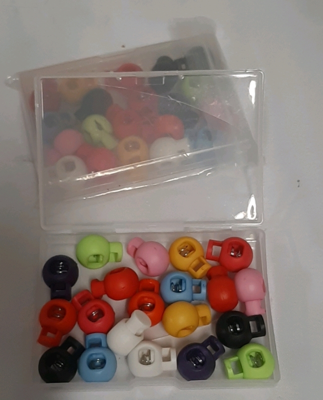 New, Royee Coloured Cord Locks 2 x 20 Pieces.