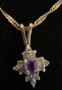 Amethyst Diamond 10K Gold Pendant 10K Twisted Gold Chain Elegance