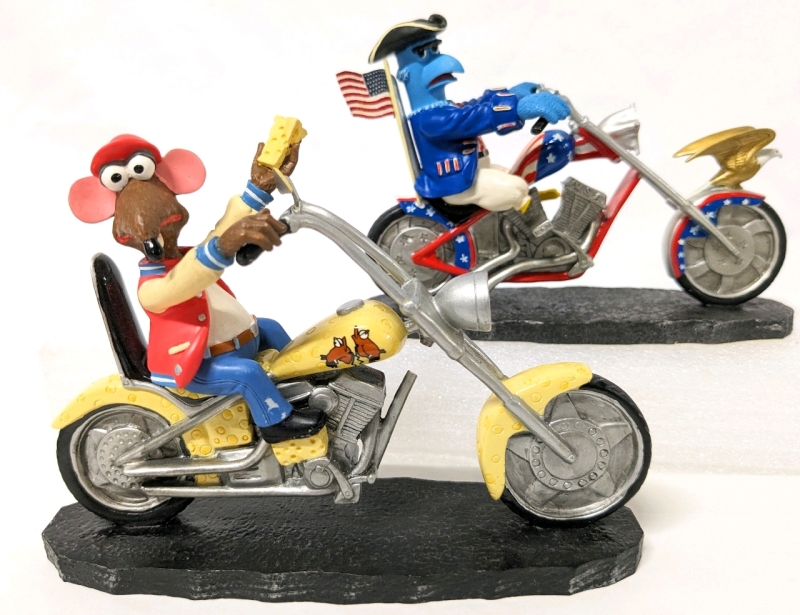 The Muppet Motorcycle Mania: Sam Eagle "Patriotic...and Proud of It!" & Rizzo Rat "Big Cheese" Figures
