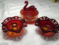 Fenton & Jeannette Amberina Glass Lot