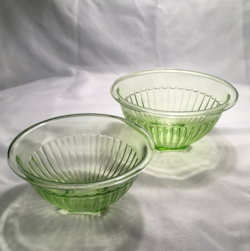 Hazel Atlas Green Depression Glass Bowls