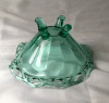 Vintage Footed Green Glass Bowl - 5