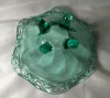 Vintage Footed Green Glass Bowl - 6