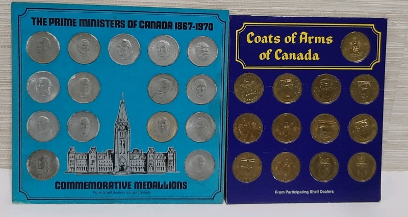1960's and 1970's Shell Dealers Canadian Coats of Arms Set and The Prime Ministers of Canada 1867-1967 Sete16
