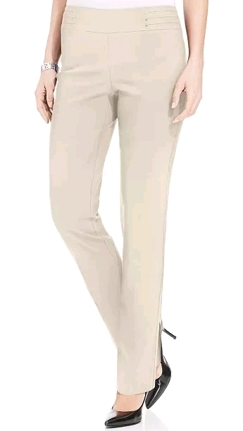 New JM Collection Studded Pull-On Tummy Control Pants (Size 26W) Color: Stonewall