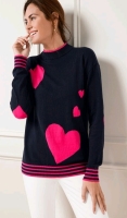 New TALBOTS Placed Hearts Mockneck Pullover Sweater (Size XL)