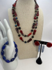 Vintage Mystic Fire Necklace Earring Set Lapis Bracelet Kyanite Blue Earrings