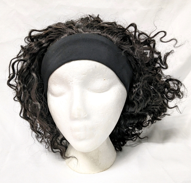 New 12" Curly Wig with Built-in Headband, Wig Caps +