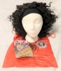 New 12" Curly Wig with Built-in Headband, Wig Caps + - 2