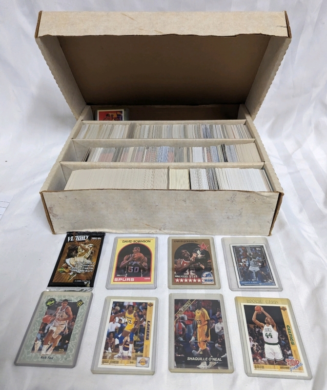 15" 4 Lane Card Box With Nearly 3 Lanes Filled With Basketball Cards